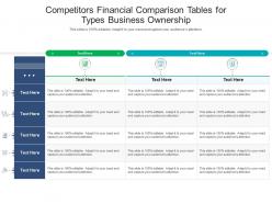 Competitors financial comparison tables for types business ownership infographic template