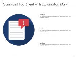 Complaint fact sheet with exclamation mark