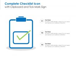 Complete checklist icon with clipboard and tick mark sign