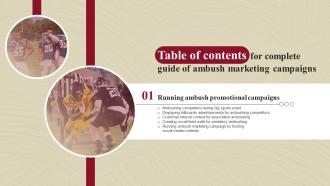 Complete Guide Of Ambush Marketing Campaigns Table Of Contents