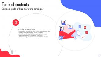 Complete Guide Of Buzz Marketing Campaigns Table Of Content MKT SS V