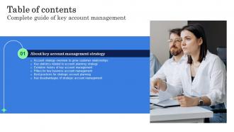 Complete Guide Of Key Account Management Table Of Content Strategy SS V