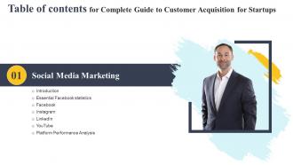 Complete Guide To Customer Acquisition For Startups For Table Of Contents Ppt Ideas Gridlines