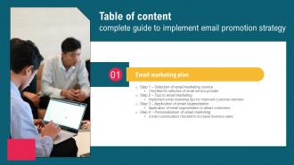 Complete Guide To Implement Email Promotion Strategy Table Of Content