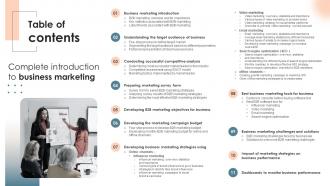 Complete Introduction To Business Marketing Table Of Contents MKT SS V