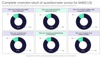 Complete Overview Result Of Questionnaire Survey For SMES Survey SS