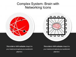 Complex system brain with networking icons