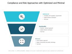 Compliance and risk approaches with optimized and minimal