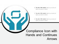 Compliance icon with hands and continues arrows