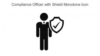 Compliance Officer With Shield Monotone Icon In Powerpoint Pptx Png And Editable Eps Format