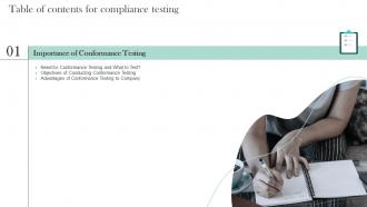 Compliance Testing For Table Of Contents Ppt Show Graphics Tutorials