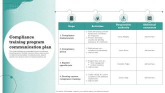 Compliance Training Program Communication Plan