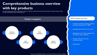 Comprehensive Business Overview With Key Products Complete Guide To Launch Strategy SS V
