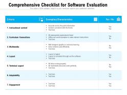 Comprehensive checklist for software evaluation