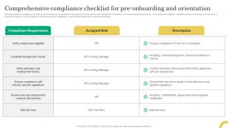 Comprehensive Compliance Checklist For Pre Onboarding Comprehensive Onboarding Program