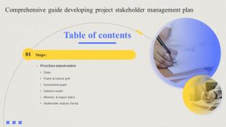 Comprehensive Guide Developing Project Stakeholder Management Plan For Table Of Contents