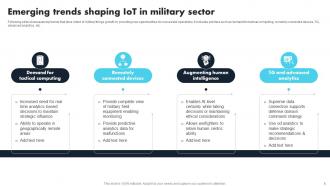 Comprehensive Guide For Applications Of IoT In Defense And Military Powerpoint Presentation Slides IoT CD Template Colorful