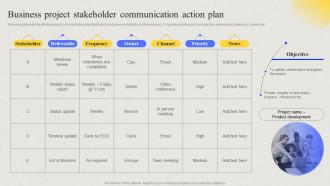 Comprehensive Guide For Developing Project Business Project Stakeholder Communication Action Plan