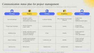 Comprehensive Guide For Developing Project Communication Status Plan For Project Management