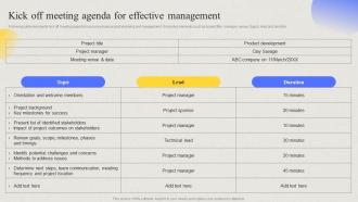 Comprehensive Guide For Developing Project Kick Off Meeting Agenda For Effective Management