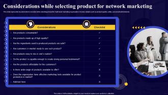 Comprehensive Guide For Network Considerations While Selecting Product For Network Marketing