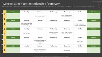 Comprehensive Guide For Successful Website Launch Content Calendar Of Company