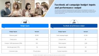 Comprehensive Guide To Facebook Facebook Ad Campaign Budget Inputs And Performance Output MKT SS