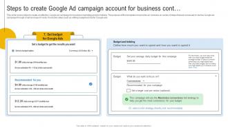 Comprehensive Guide To Google Steps To Create Google Ad Campaign Account For Business MKT SS V Professional Customizable