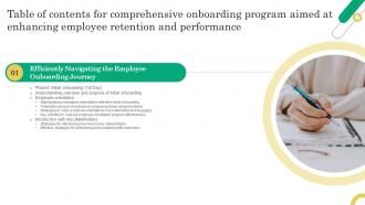 Comprehensive Onboarding Programaimed At Enhancing Employee Table Of Contents