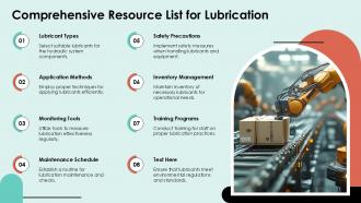 Comprehensive Resource List For Lubrication Hydraulic Arm PPT Demonstration ACP