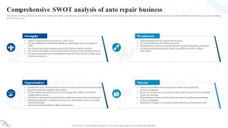 Comprehensive SWOT Analysis Of Auto Car Service Center Business Plan BP SS