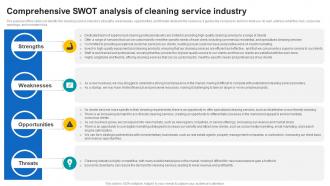 Comprehensive Swot Analysis Of Cleaning Service Industry Janitorial Service Business Plan BP SS