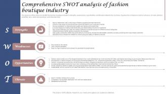 Comprehensive Swot Boutique Industry Clothing And Fashion Brand Business Plan BP SS