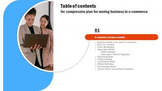 Compressive Plan For Moving Business To E Commerce Table Of Contents Strategy SS V