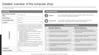 Computer Accessories Business Plan Detailed Overview Of The Computer Shop BP SS