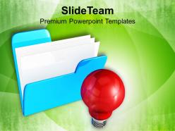 Computer folder with bulb innovative business powerpoint templates ppt themes and graphics 0113