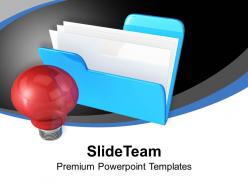 Computer folder with light bulb technology powerpoint templates ppt themes and graphics 0113