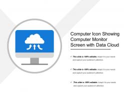 Computer icon showing computer monitor screen with data cloud