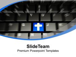 Computer keyboard with cross symbol christian powerpoint templates ppt themes and graphics 0113