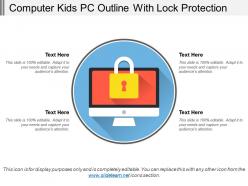 Computer kids pc outline with lock protection