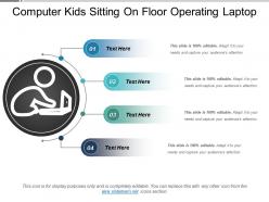 Computer Kids Sitting On Floor Operating Laptop