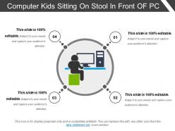 Computer kids sitting on stool in front of pc