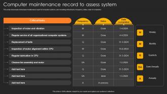 Computer Maintenance Record To Assess System
