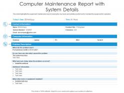 Computer Maintenance Report With System Details