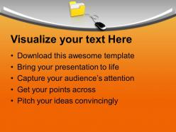 Computer mouse and yellow folder powerpoint templates ppt themes and graphics 0313