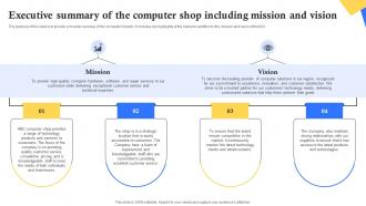 Computer Repair Shop Business Plan Executive Summary Of The Computer Shop Including BP SS