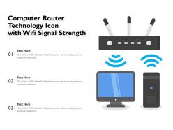 Computer router technology icon with wifi signal strength