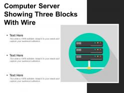 Computer server showing three blocks with wire