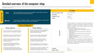 Computer Shop Business Plan Detailed Overview Of The Computer Shop BP SS