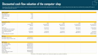 Computer Shop Business Plan Discounted Cash Flow Valuation Of The Computer Shop BP SS